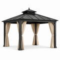 Metallpavillon Schwarz 3x4m mit Polyester Vorhängen