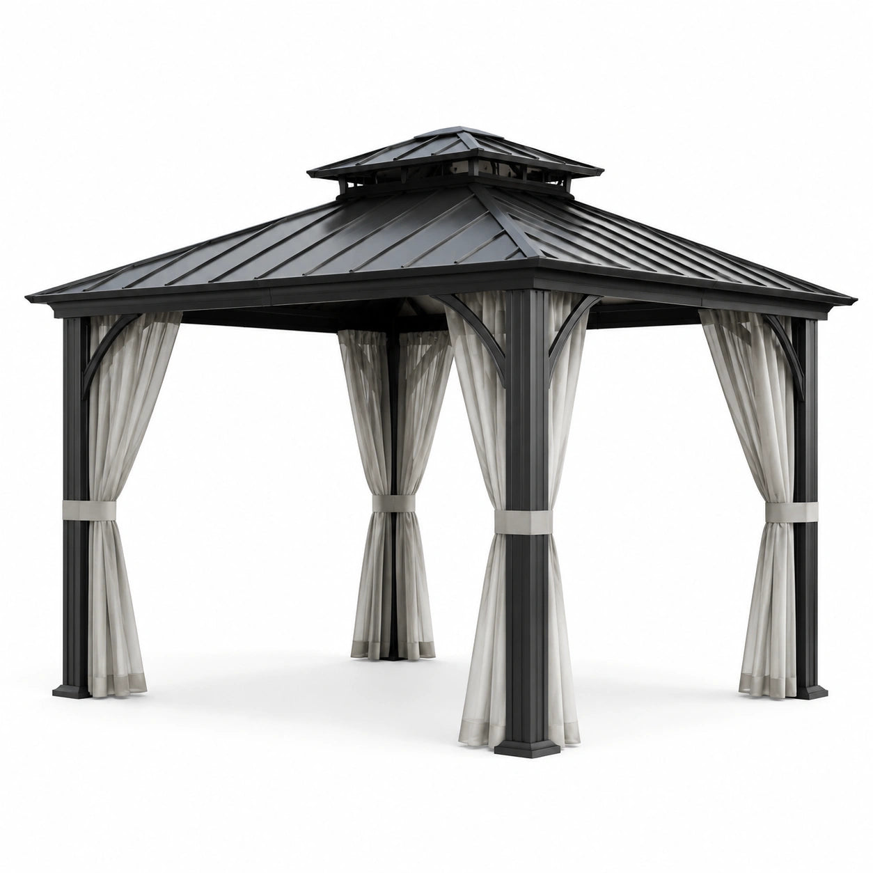 Aluminium Pavillon mit Polycarbonat Dach Schwarz 300x300 cm