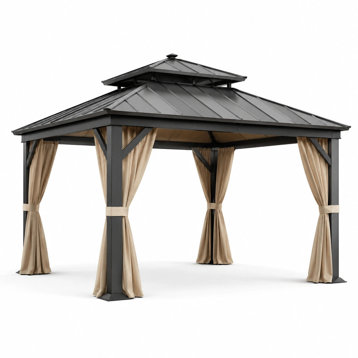 Aluminium Pavillon mit Vorhängen und Stahl Dach 3x3m