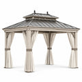 Gartenpavillon Aluminium mit Stahl-Dach und Polyester-Vorhängen