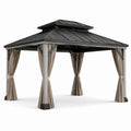 Aluminium Gartenpavillon Schwarz mit Vorhängen 3x4m