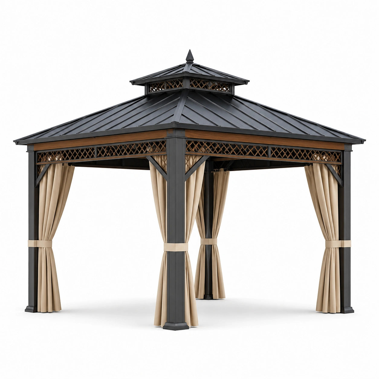 Pavillon aus Aluminium mit Polyester-Vorhängen 3x3m