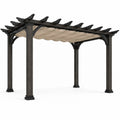 Holz Pergola mit Polyester-Abdeckung Dunkelbraun/Beige 300x300cm