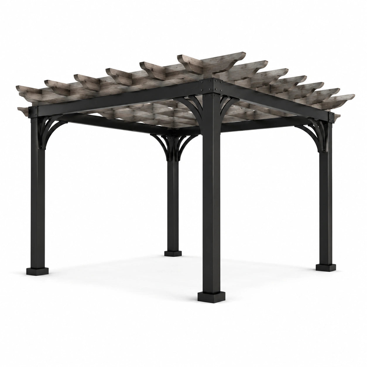 Pergola aus Stahl mit Kiefernholz 3m x 3m