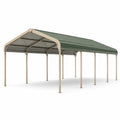 Stahl Carport mit verzinktem Stahlrahmen und grünem Dach