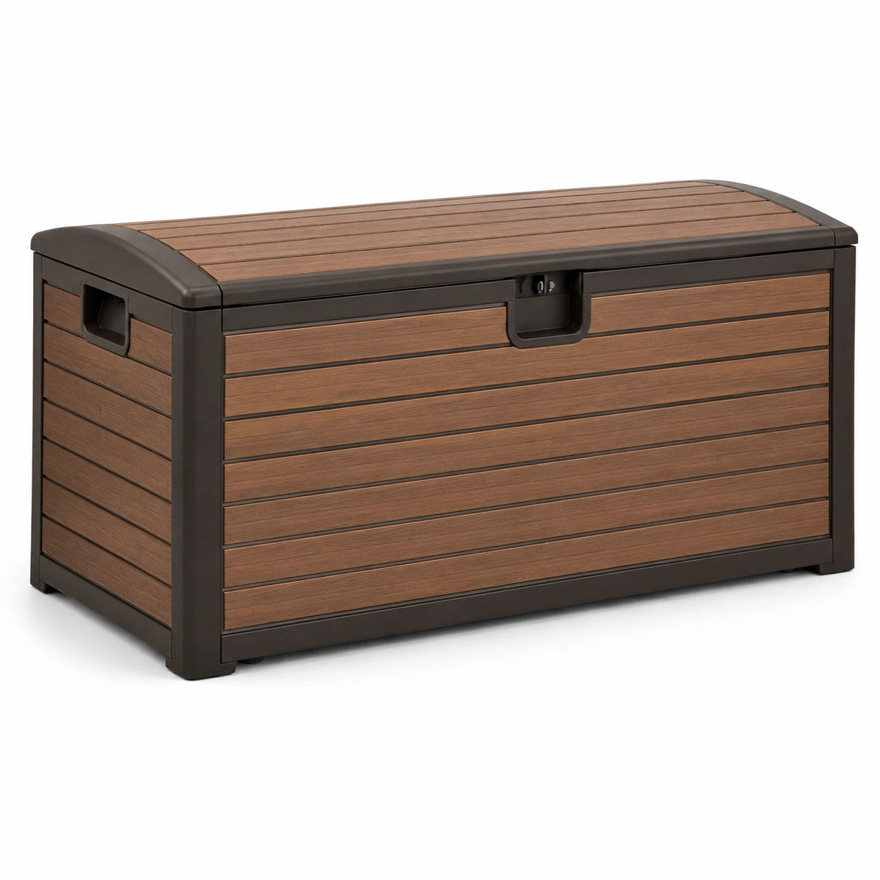 Kunststoff Gartenbox Holzoptik Braun Schwarz 117x45x57 cm