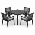 Aluminium Essgruppe für 4 Personen in Schwarz