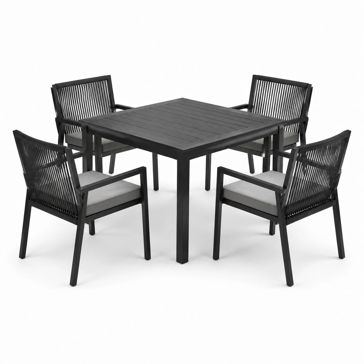Aluminium Essgruppe für 4 Personen in Schwarz