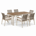 Garten-Essgruppe Aluminium Teak 6-Sitzer Beige/Braun