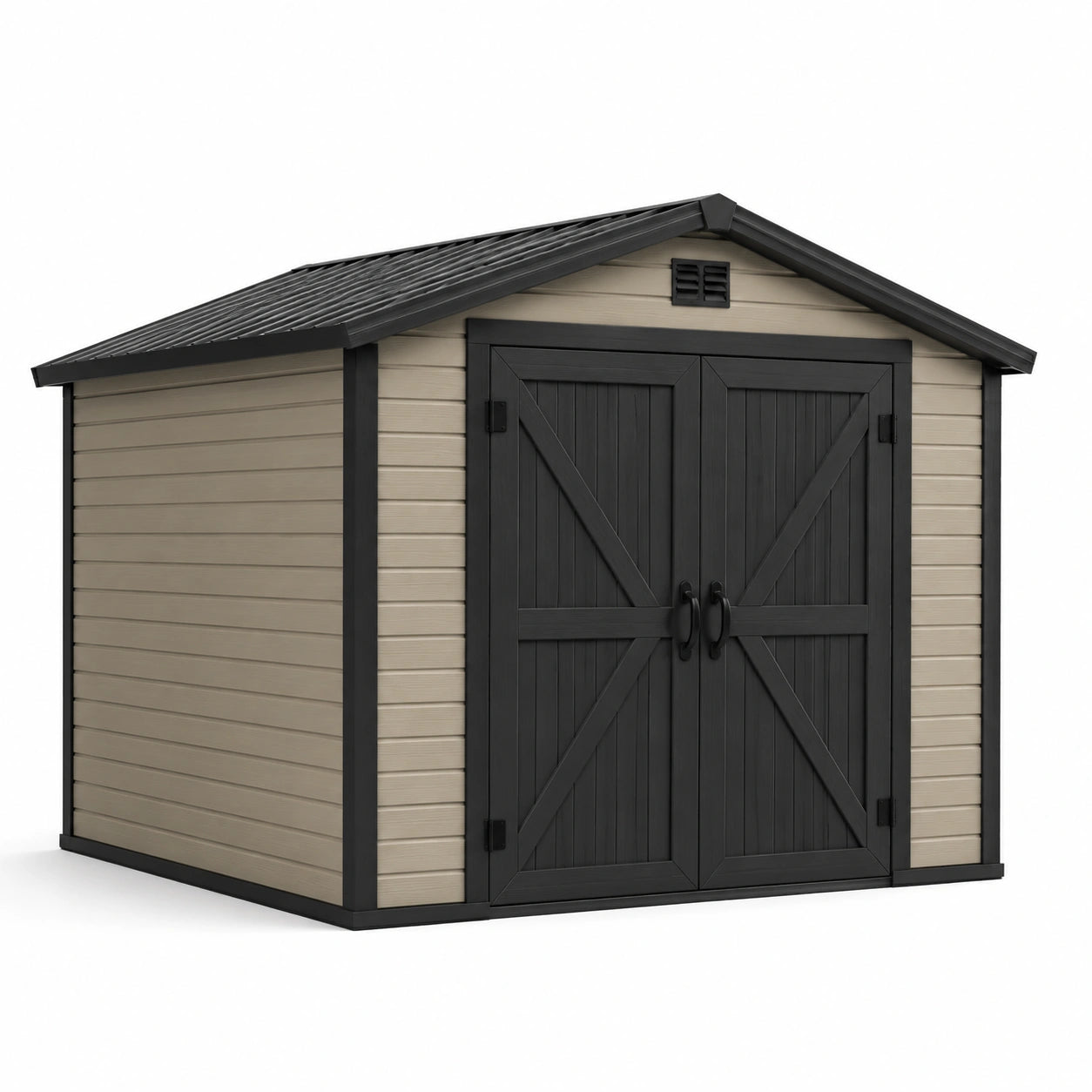 Gartenhaus aus Polypropylen Beige/Anthrazit 256x182x243 cm