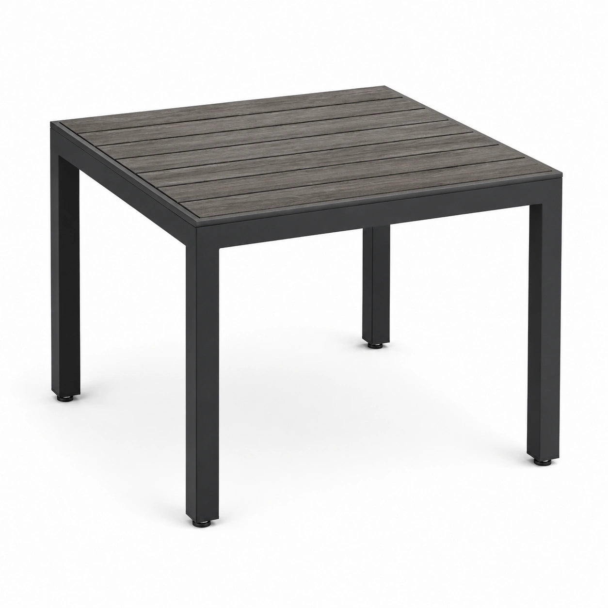 Quadratischer Gartentisch Aluminium Holzoptik Grau 80x80x75 cm