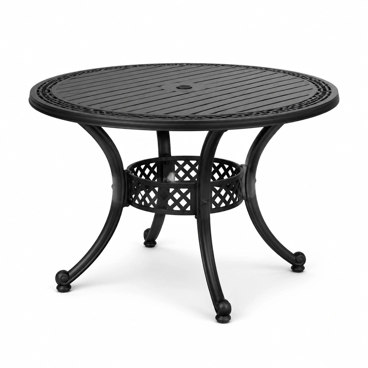 Runder Gartentisch aus Aluminiumguss in Schwarz, Ø120 cm
