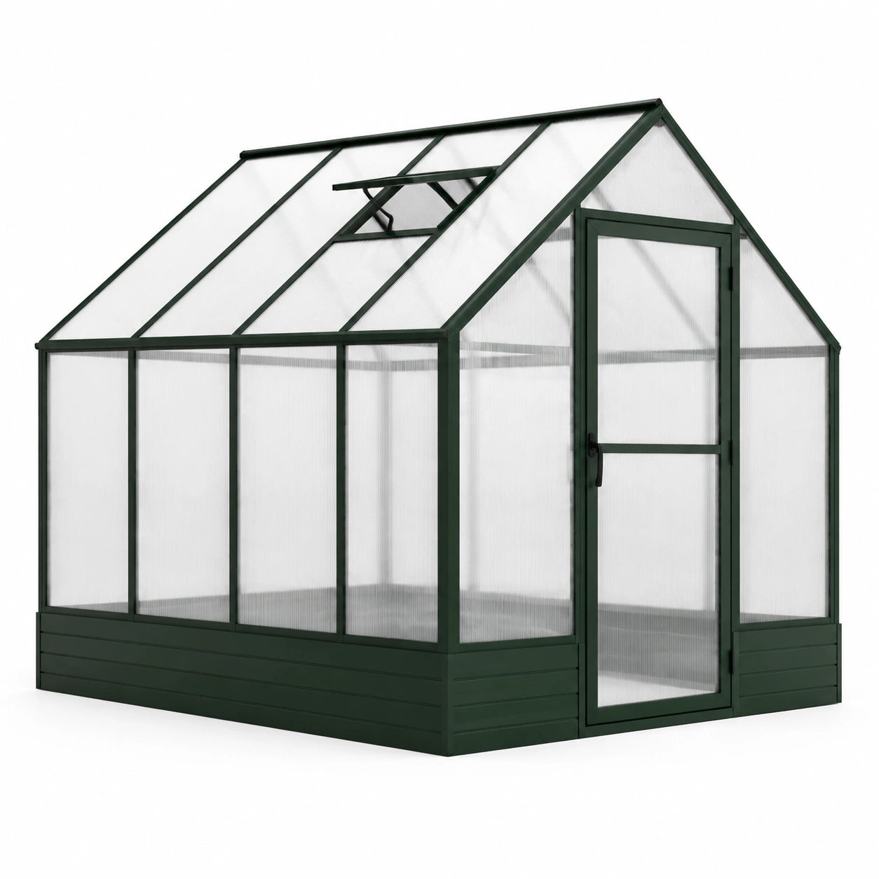 Aluminium Gewächshaus Grün mit Polycarbonatplatten