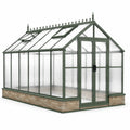 Aluminium und Polycarbonat Gewächshaus in Grün mit Steinsockel