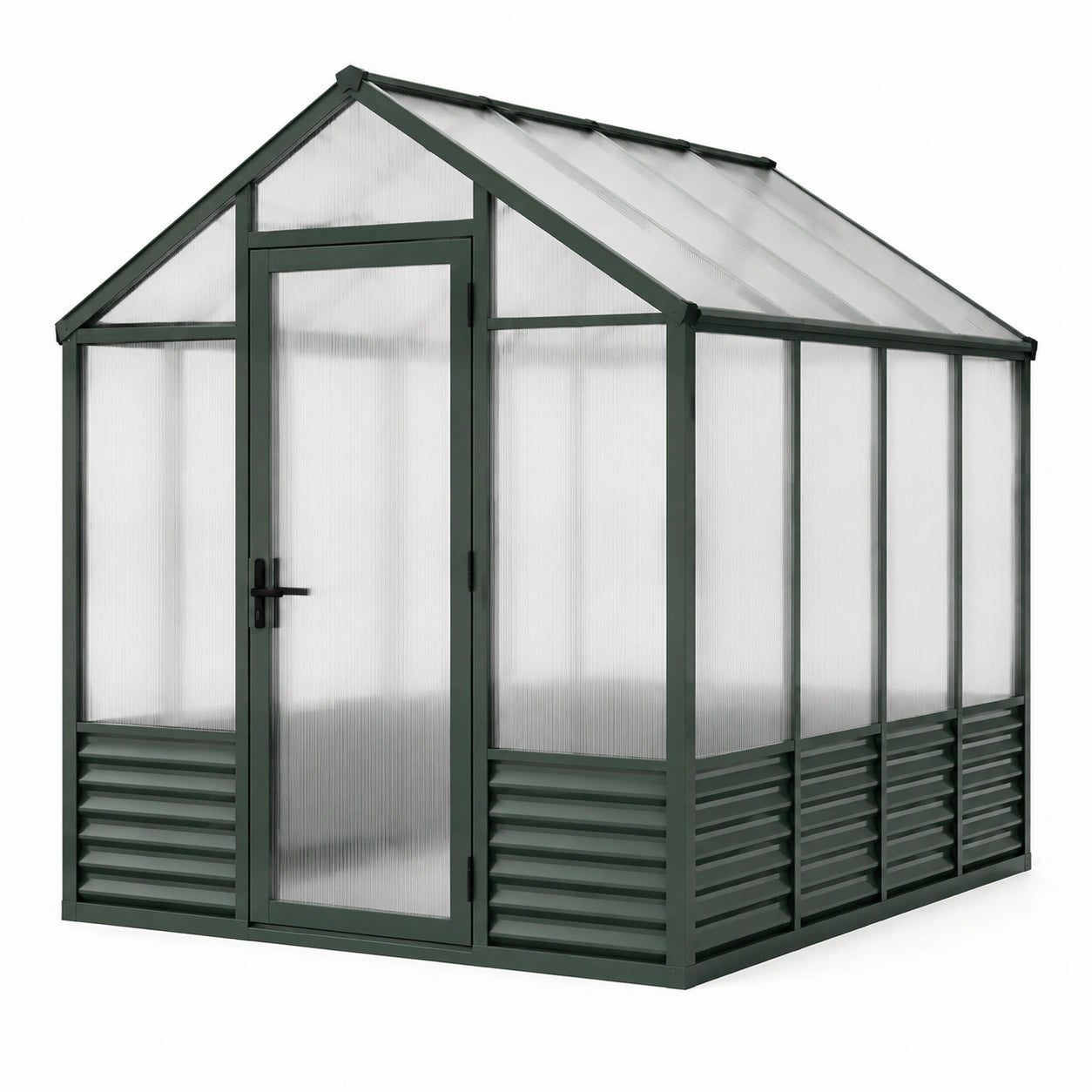 Aluminium und Polycarbonat Gewächshaus Dunkelgrün 190x185x127cm