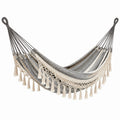 Baumwoll-Hängematte mit Makramee Grau/Beige 200x150 cm