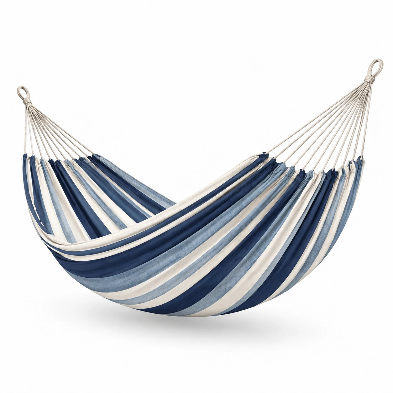 Hängematte Baumwolle Blau/Weiß Gestreift 200x150 cm