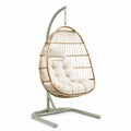 Hängesessel aus Rattan mit Metallrahmen und Kissen, Beige