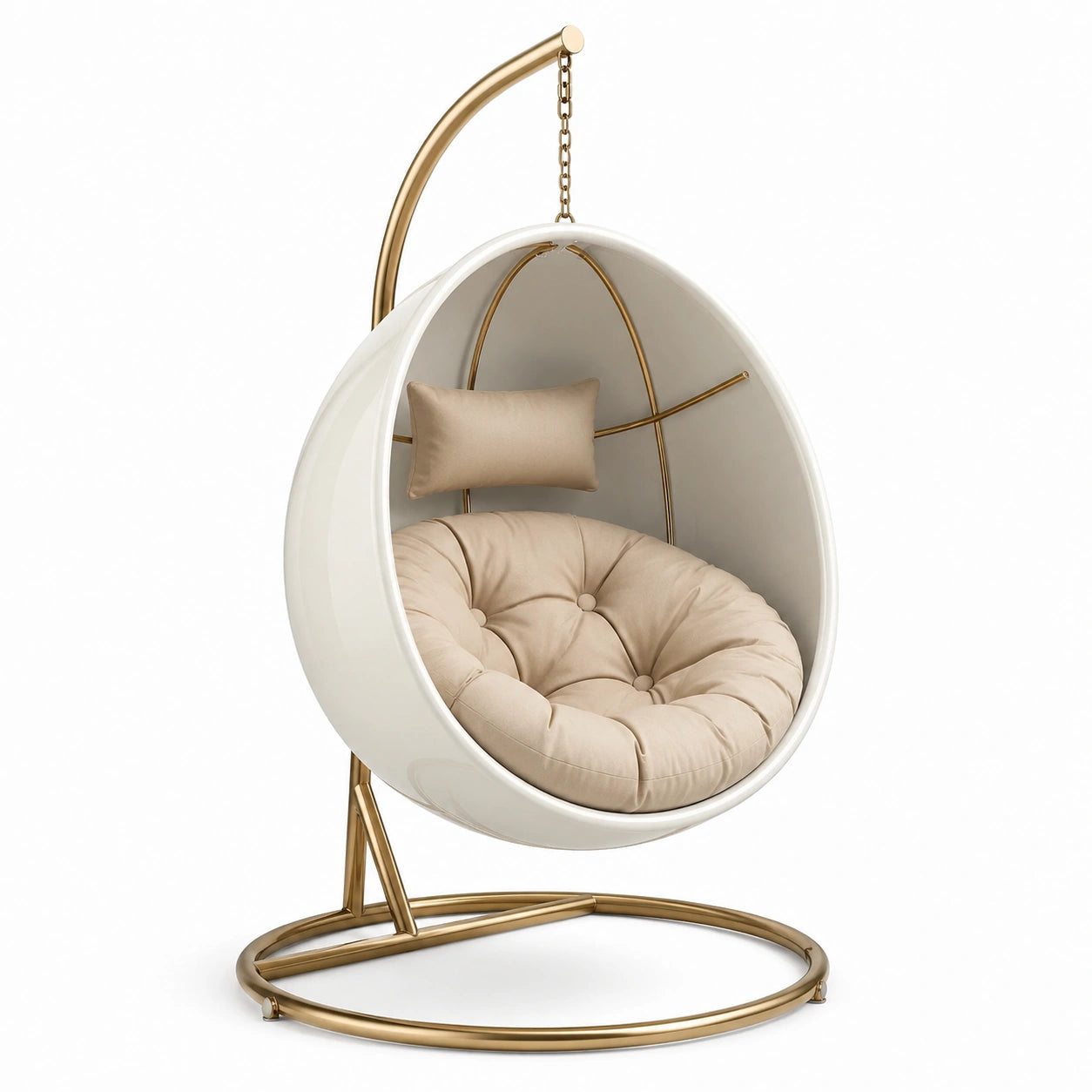Hängesessel aus Fiberglas und Metall Beige