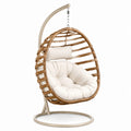 Rattan Hängesessel Beige mit Gestell und Kissen
