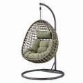 Hängesessel Polyrattan Olivgrün mit Stahlrahmen