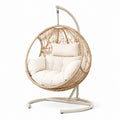 Hängesessel PE-Rattan Beige mit Stahlgestell